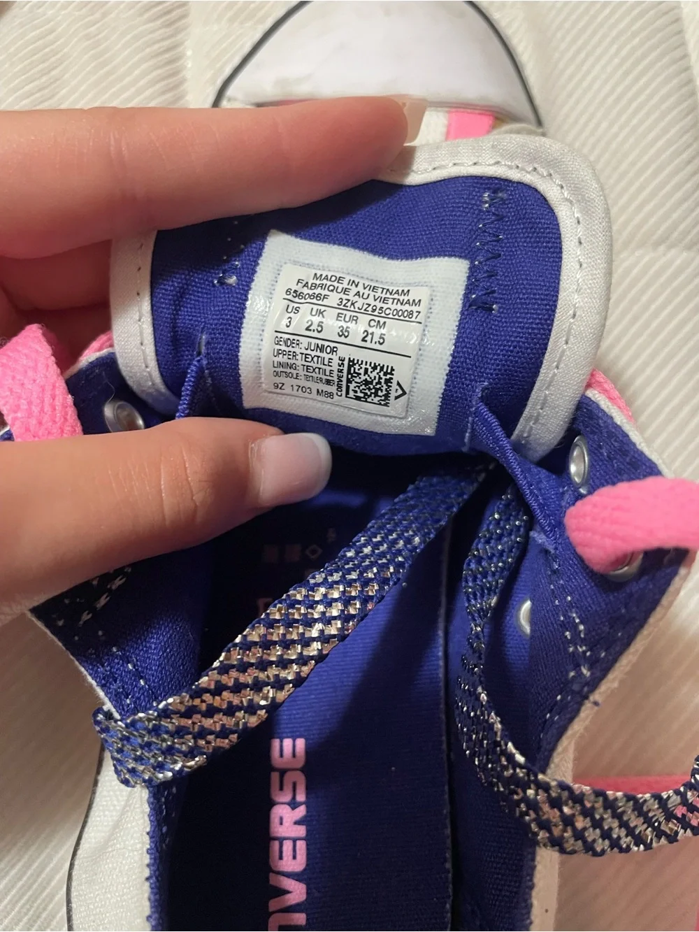 Converse Kids Low Top Sneakers in White, Pink and Navy